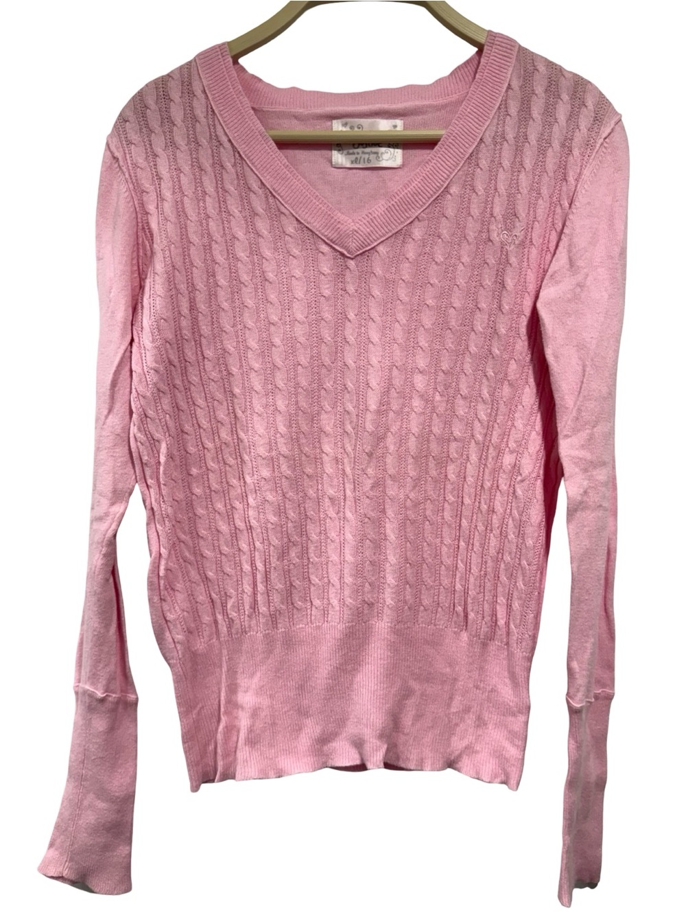 Girls Justice Cable Knit V-Neck Sweater